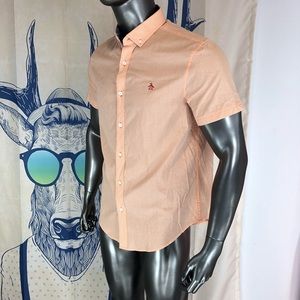 Penguin short sleeve polo button down plaid shirt